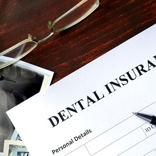 Dental insurance form on a desk