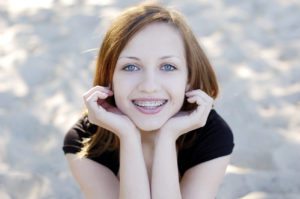 Young woman with braces