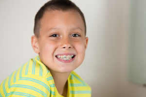 Young boy with braces